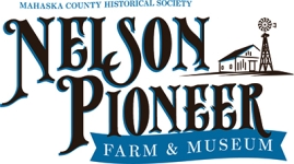 Nelson Pioneer Farm & Museum black and blue logo